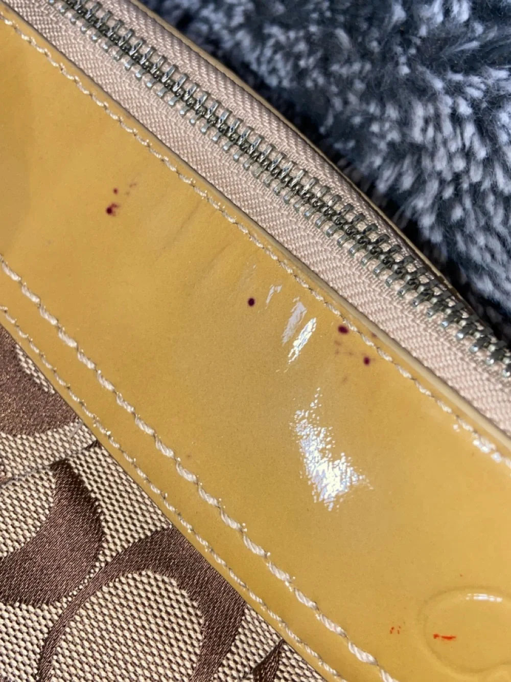 Coach Canvas Shoulder Bag with Yellow Trim and Brown Logo Print